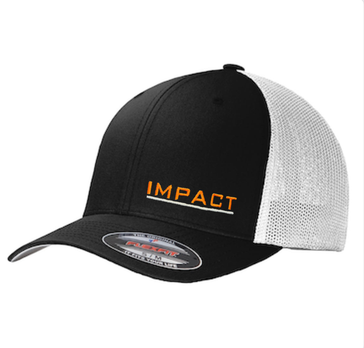 Impact Black Flexfit Hat - White Mesh Back